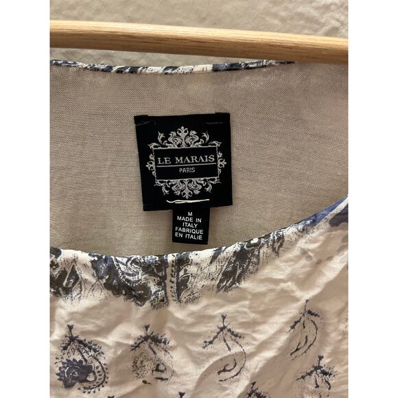 La Marais Paris Silk Batwing Blouse Boho Floral Paisley Made in Italy M Coastal - Picture 4 of 4